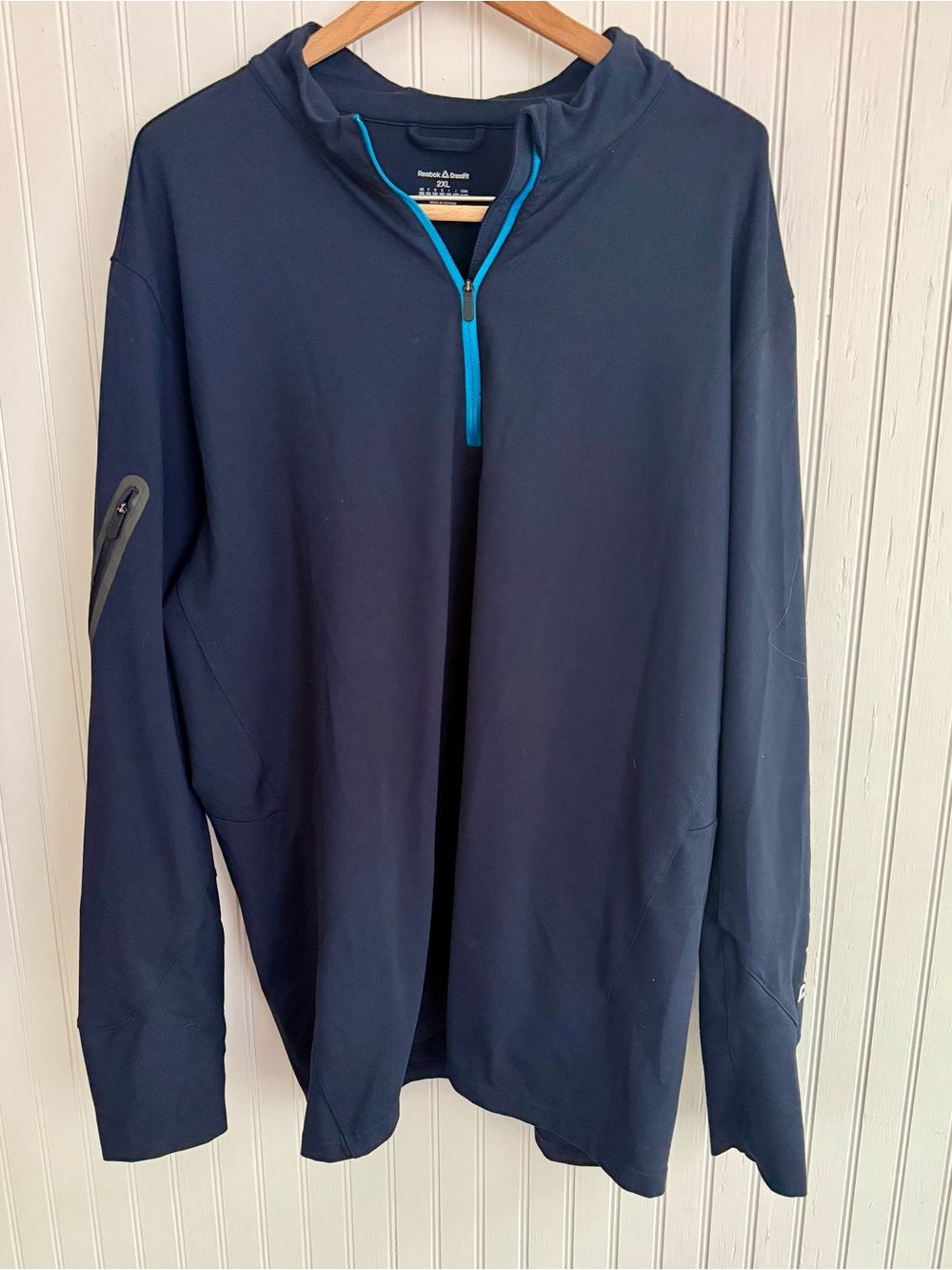 Reebok Mens Blue Athletic Quarter-Zip 2XL Pullover